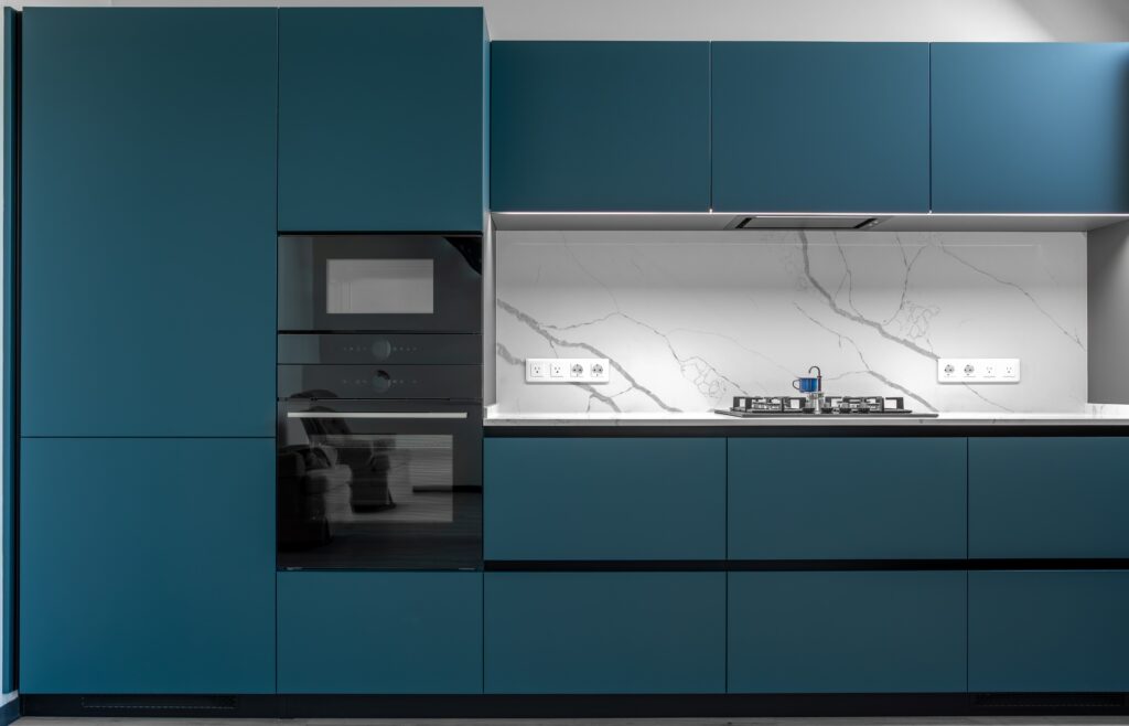 modern-kitchen-unit-builtin-appliances-matte-blue-cabinets (1)